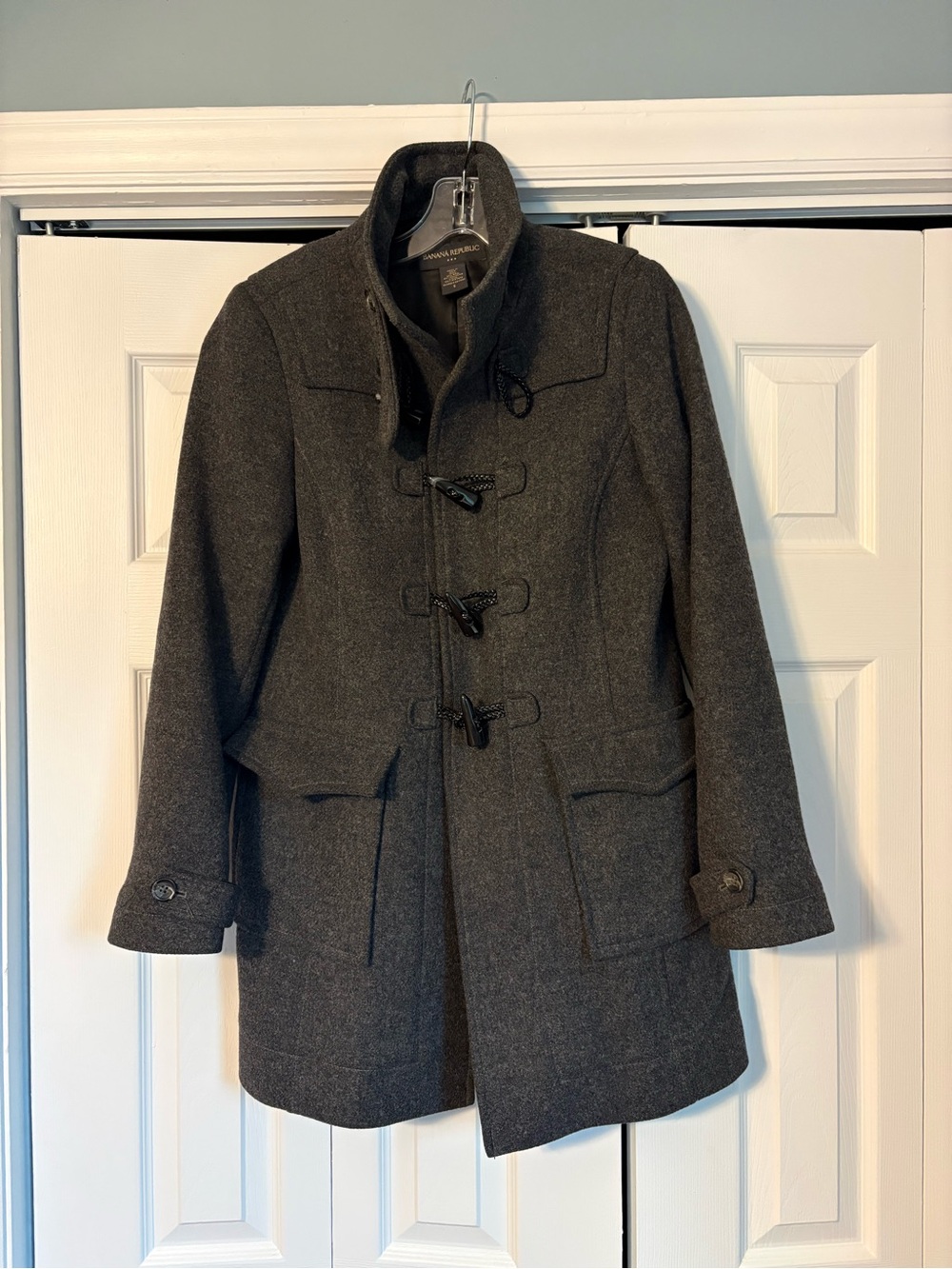 Banana Republic Charcoal Wool Toggle Peacoat